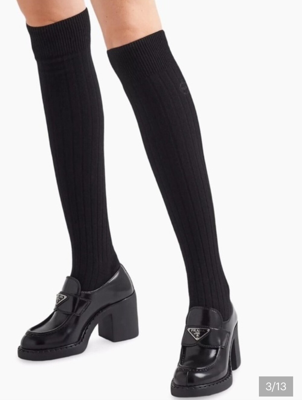 Prada Black Patent Leather Platform Loafers
